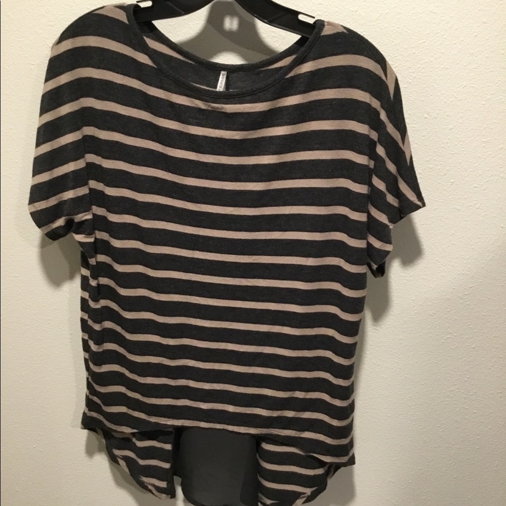 Super cute striped top with open cut out back